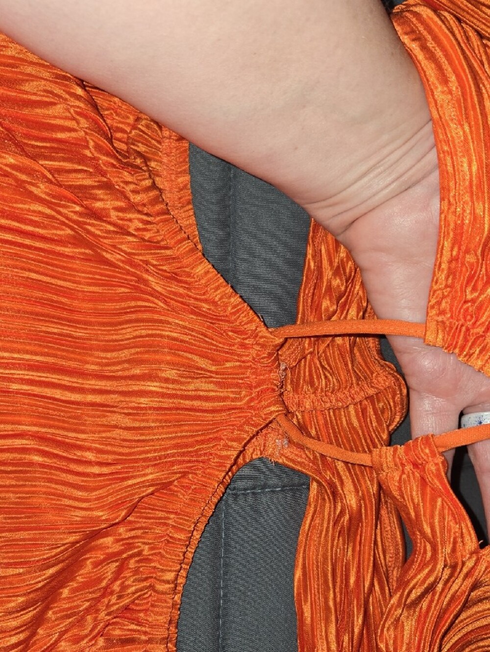 SHEIN Orange Pleated Halter Two-Piece Dress - Picture 3 of 4